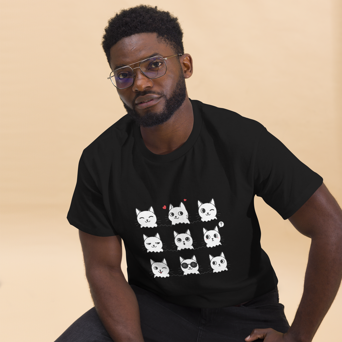 T Shirt unisexe - 9 Cats - BLACK