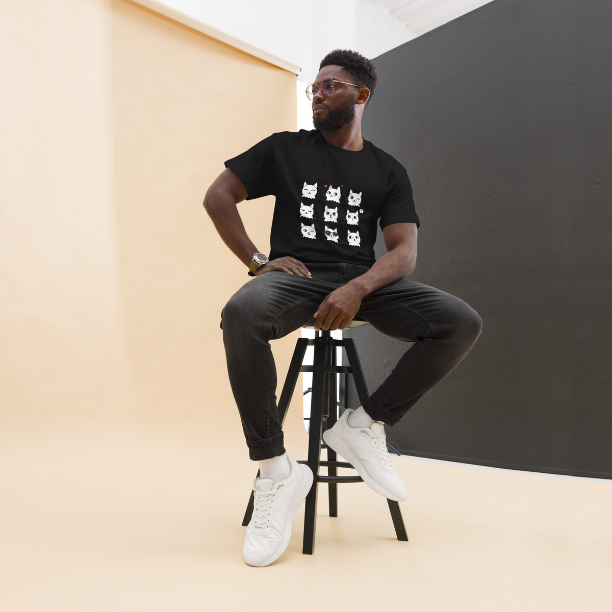 T Shirt unisexe - 9 Cats - BLACK
