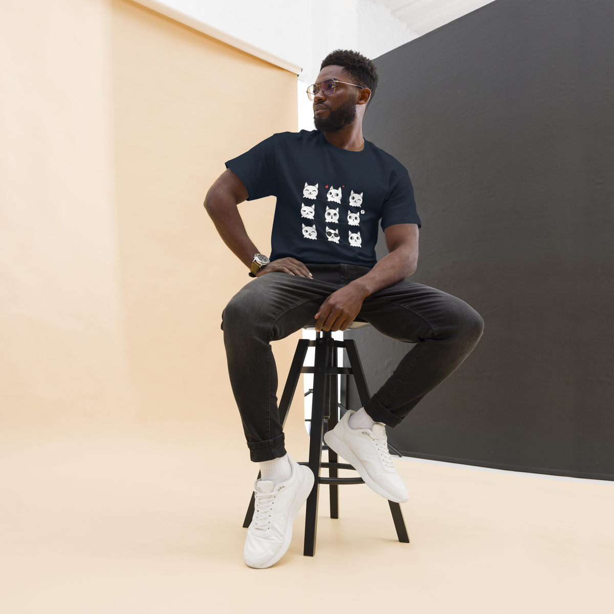 T Shirt unisexe - 9 Cats - NAVY