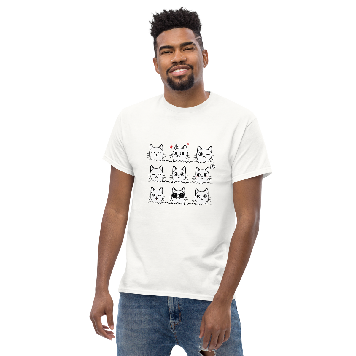 T-shirt unisexe - 9 cats - WHITE